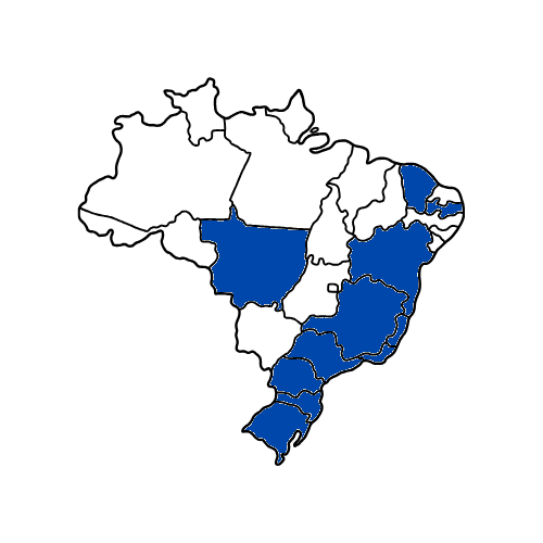 Mapa do Brasil com estados atendidos